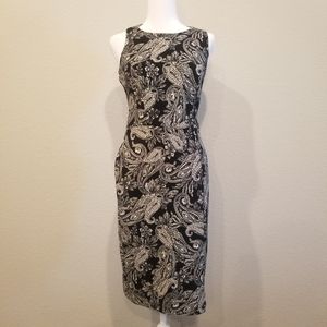 Bisou Bisou By Michele Bohbot Black and Light Cream Paisley Dress